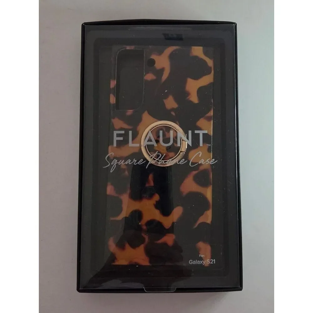 Flaunt SQUARE® Tortoise Shell Samsung Galaxy S21 Case With Phone Ring